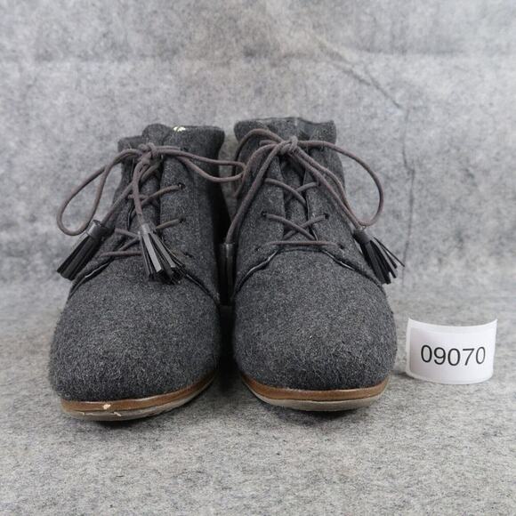 Dr Scholls Shoes Womens 9 Bootie Wedge Chukka Lace Up Casual Fashion Grey Tassel - Picture 3 of 14